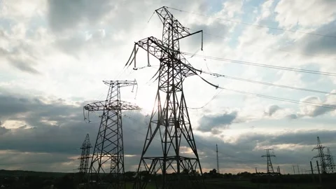 High voltage power station. View from flying drone Stock Footage 249700060