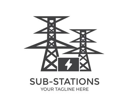 High voltage power substation vector design and illustration. Stock Illustration