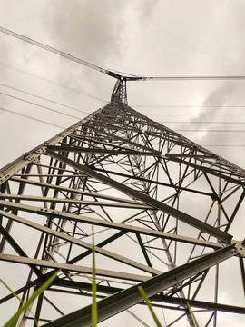 A HIGH-VOLTAGE POWER TOWER Stock Photos