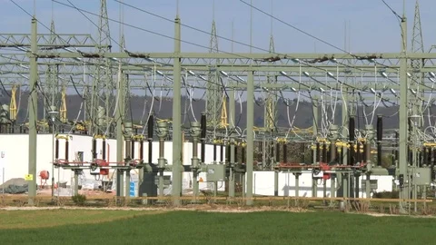 High voltage power transformation station - close-up 스톡 동영상 74393052
