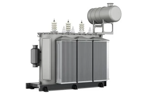 High voltage power transformer. 3D rendering Stock Illustration
