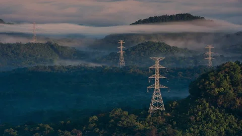 High voltage power transmission. Stock Footage 158345007