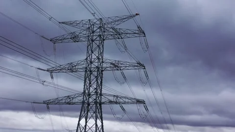 High voltage power transmission tower as key infrastructure for economy Stock Footage 327453375