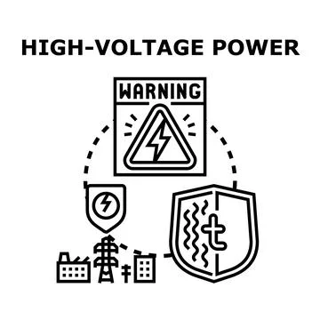 High voltage power warning signage illustrating electricity safety concept Ilustración de archivo