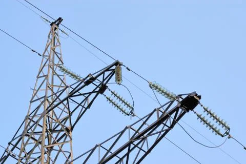High voltage powerline Stock Photos