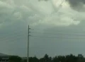 High voltage powerlines with lightning Footage