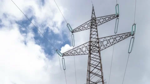 High voltage pylon with clouds Stock Footage 185670335
