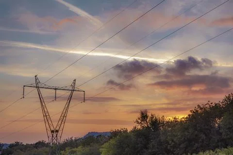 High voltage pylon. 写真素材