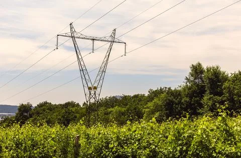 A high voltage pylon 库存照片