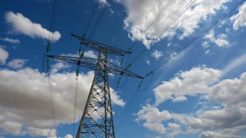 High voltage pylon timelapse Stock Footage 77961359