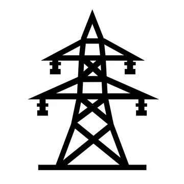 High voltage pylon tower icon electric transmission line vector power grid .. Stock Illustration