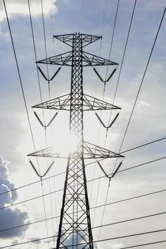 High voltage pylon tower Stock Photos