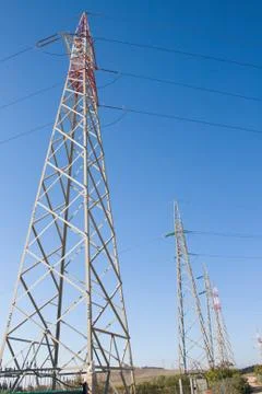 High voltage pylons Stock Photos
