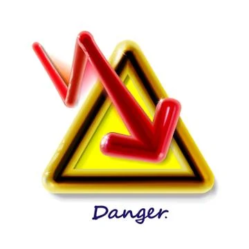 High Voltage realistic 3d plastic yellow sign. Toy modern glossy danger Stock-Illustration