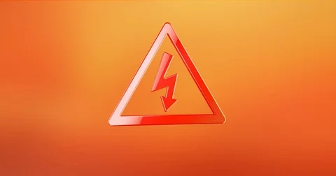 High Voltage Red 3d Icon Stock Footage 72009325