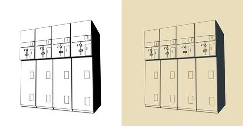 High voltage ring main unit switchgear Illustrazione stock