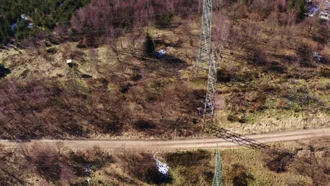 A high voltage road from above video Stock-Footage 255738352