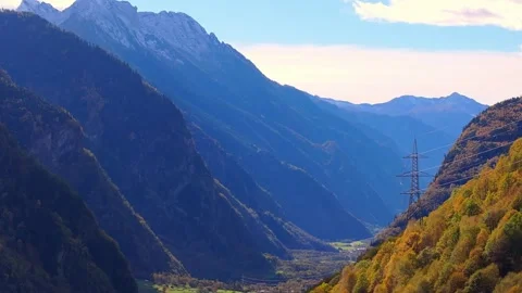 A high voltage road in the alps 4k 25fps video Stock Footage 319993129