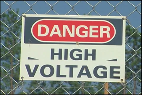 High voltage sign CU 動画素材 7812414