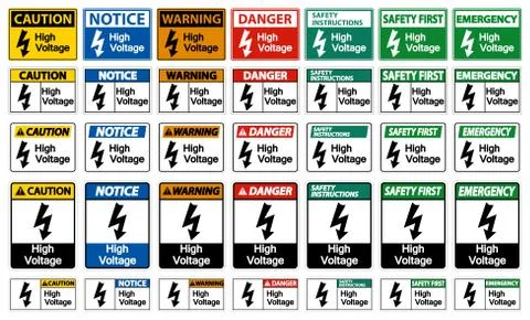 High voltage Sign Isolate On White Background,Vector Illustration EPS.10 Stock Illustration
