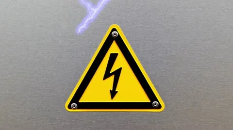 High voltage sign on metal background Stockbeeldmateriaal 19636272