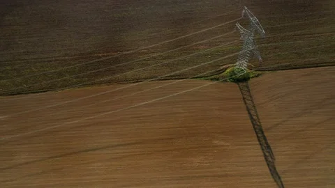 High voltage substation in green fields. Stock Footage 164874513