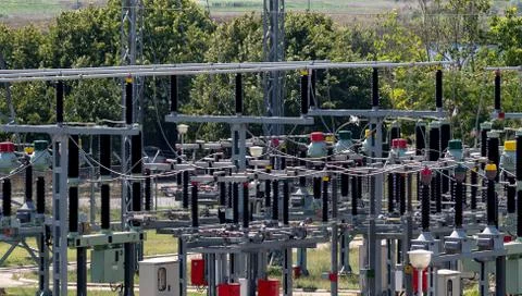 High voltage substation Stock-Fotos