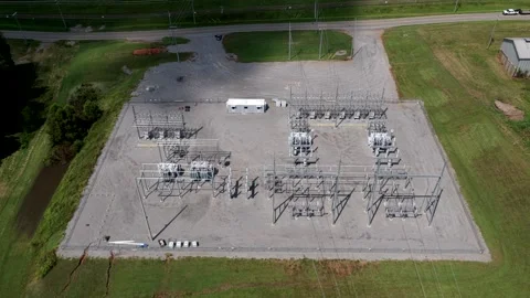 High voltage substation serving a data center Stock Footage 345998595
