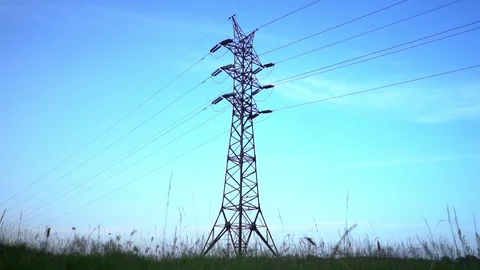 High-voltage tower against the sky Stock Footage 115566755