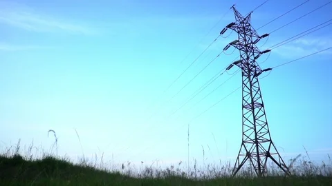 High-voltage tower against the sky Stock Footage 115773767