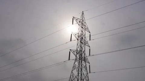 High voltage tower Vídeo Stock 344261295