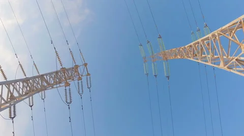 High-voltage tower with high voltage wires Stock Footage 59539651