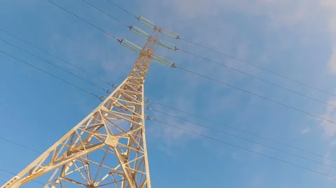 High-voltage tower with high voltage wires Видео 59540462