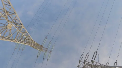 High-voltage tower with high voltage wires 库存影片 59540699