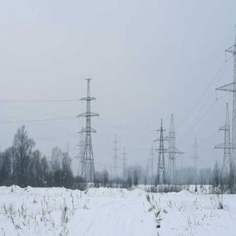 High-voltage tower with high voltage wires Stock Footage 69121465