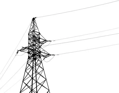 High voltage tower isolated on white. Electric power transmission Stock Photos