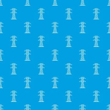 High voltage tower pattern seamless blue Stock Illustration