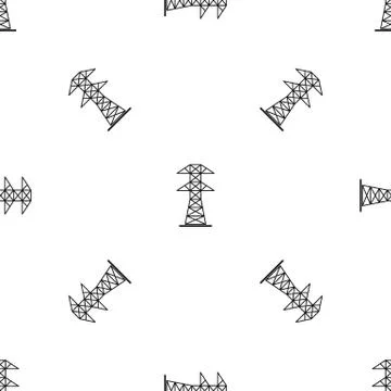 High voltage tower pattern seamless black Illustrazione stock