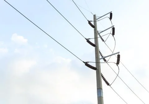 High voltage tower Stockfoto's