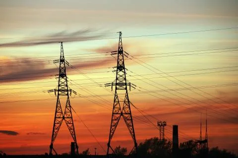 High voltage tower Stock Photos