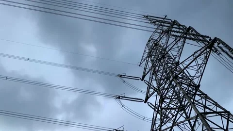 High Voltage Tower With Power Cables. Energy Industry Concept Stock Footage 167483779