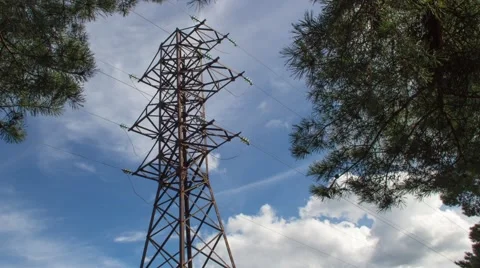 High-voltage Tower Timelapse 動画素材 65817999
