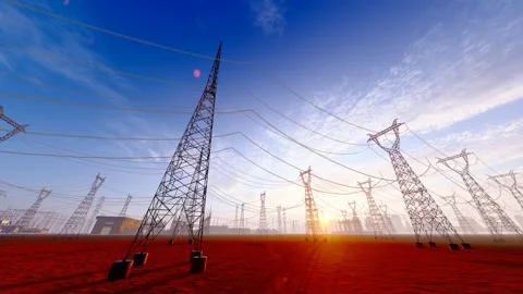 High-voltage towers and UHV transmission lines Stock Footage 310093761