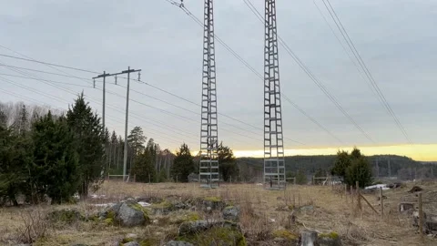 High voltage towers Stock Footage 240036050
