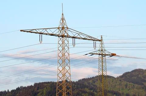 High-voltage towers Stock Photos