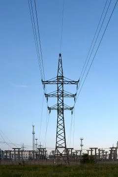 High voltage towers Stock Photos
