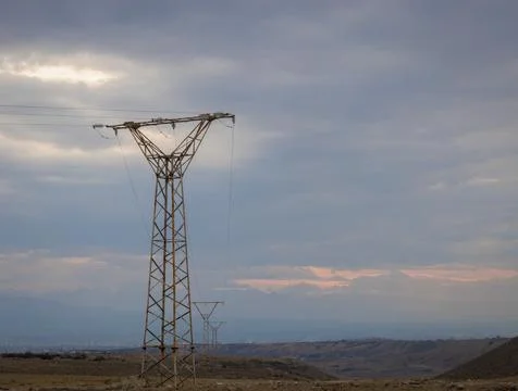 High voltage towers Stock Photos