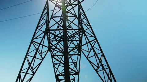 High voltage towers with sky background Video stock 106683470