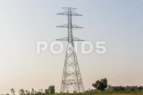 High-voltage towers under construction. Stock Photos