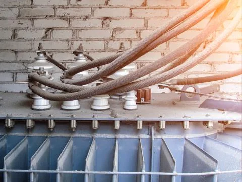 High voltage transformer close up Stock Photos